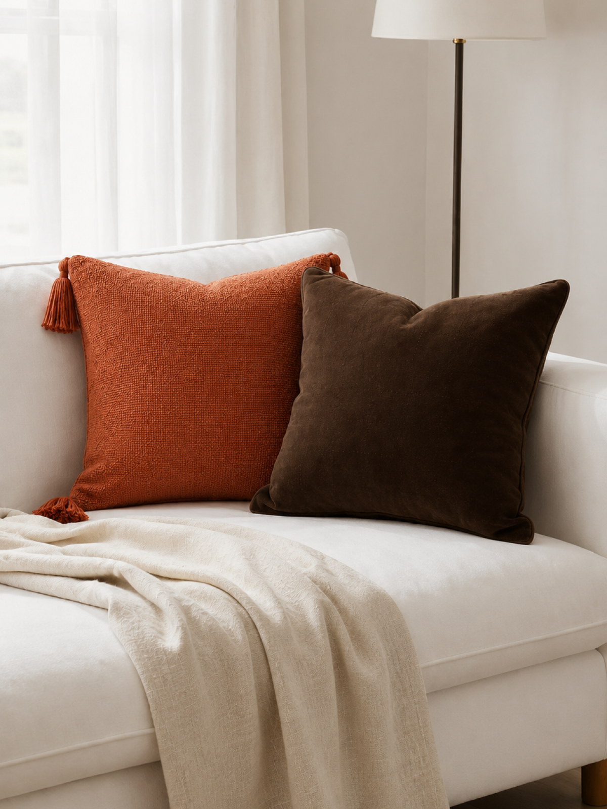 Linen Bed Throw · Bone