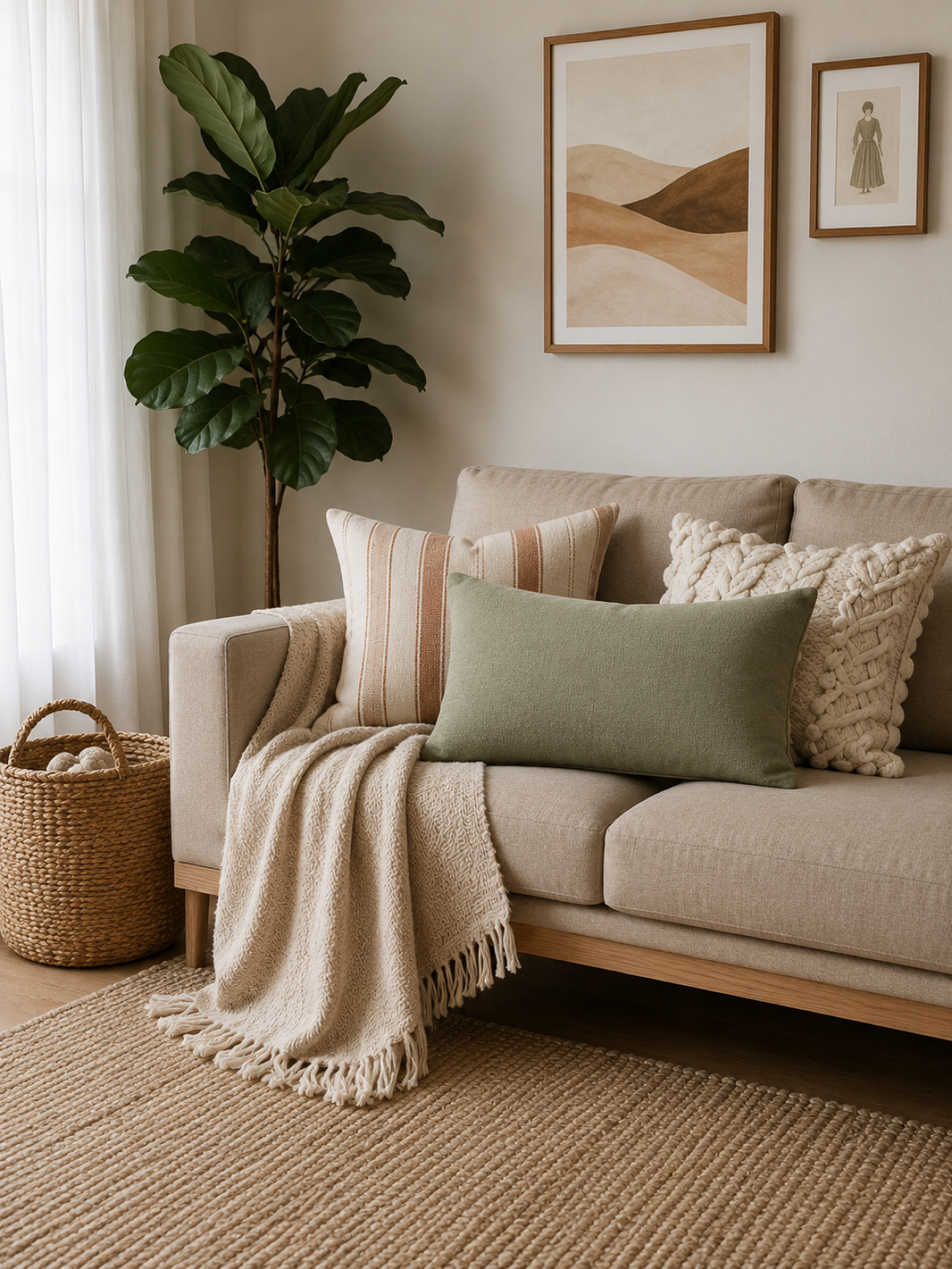 Fringed Mohair Throw · Sand