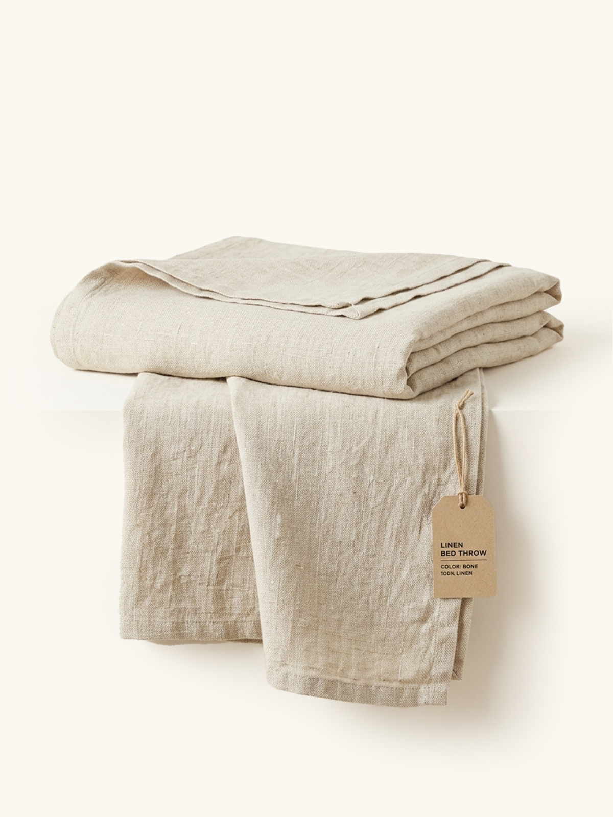 Linen Bed Throw · Bone