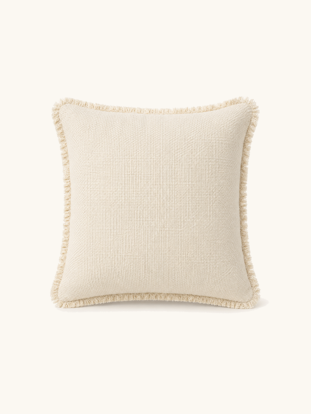 Fringed Cushion · Ivory