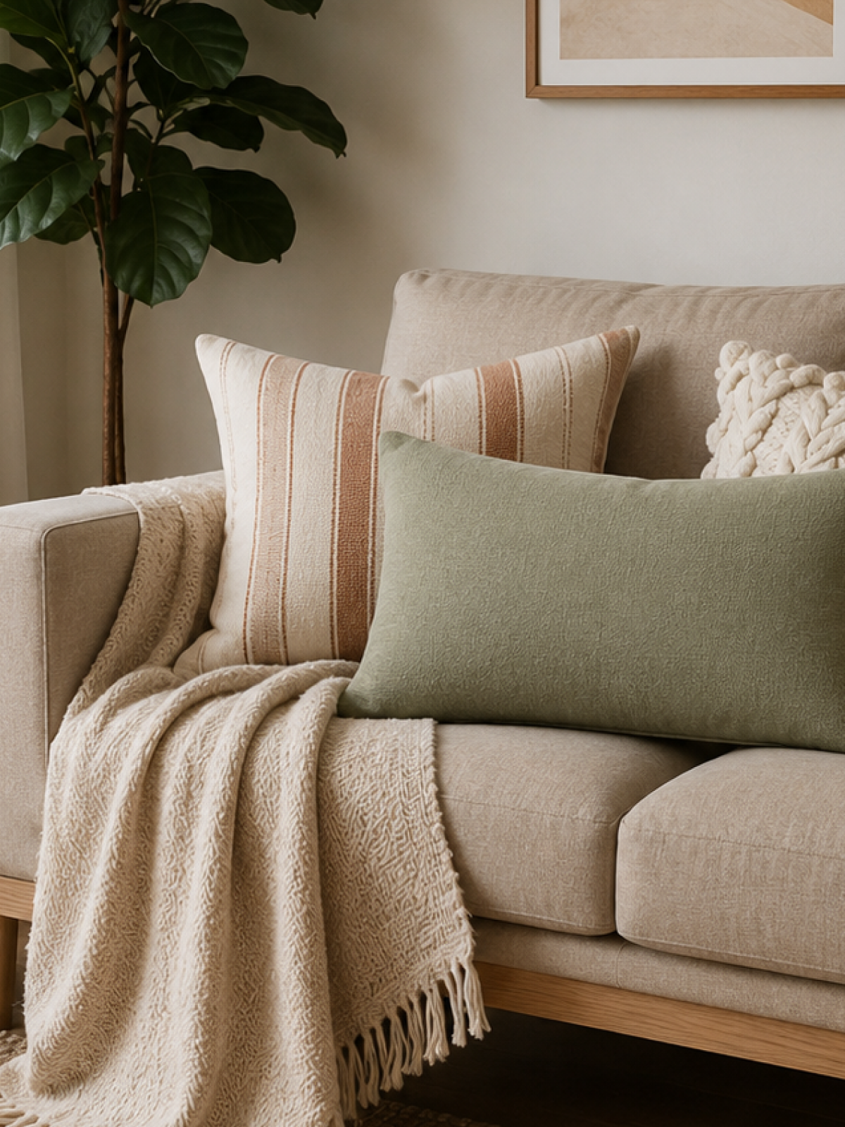 Striped Cotton Cushion · Clay