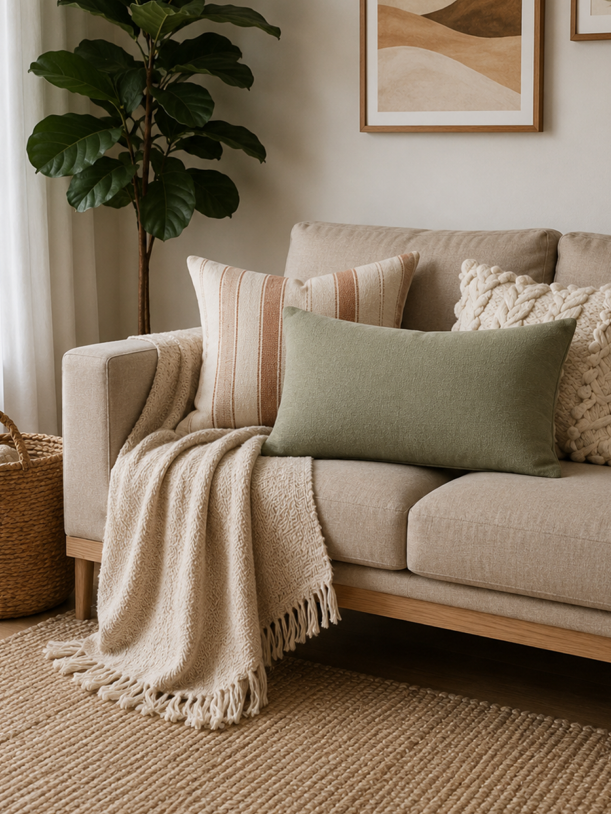 Lumbar Linen Cushion · Sage